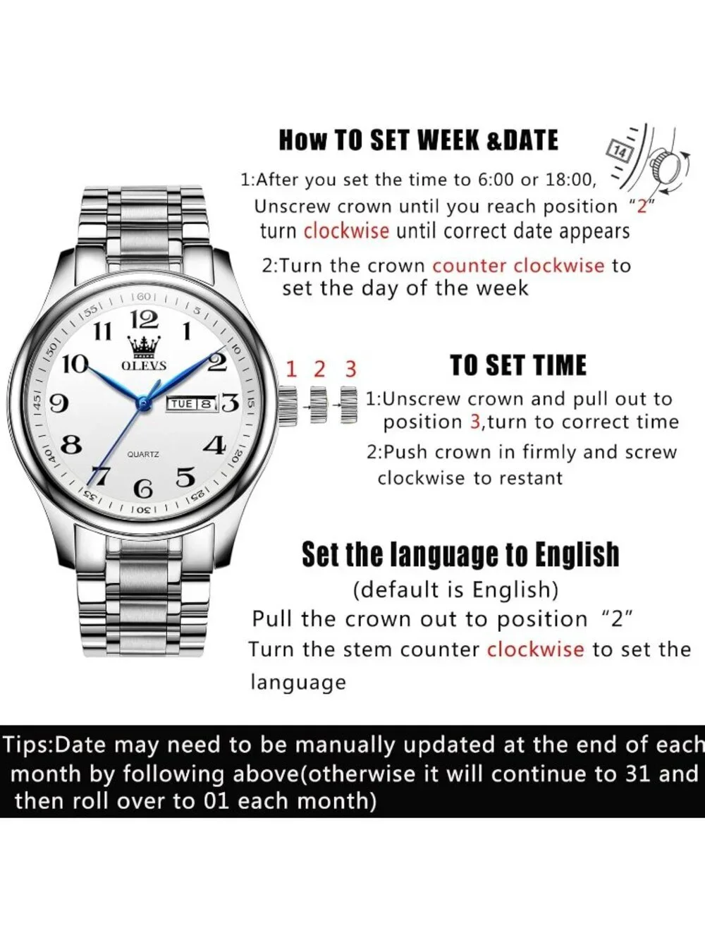 Men's Silver Classic Analog Quartz Stainless Steel Relojes Waterproof Watch